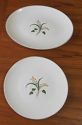 VINTAGE EDWIN KNOWLES YELLOW FORSYTHIA FINE CHINA - PLATE & SERVING PLATTER
