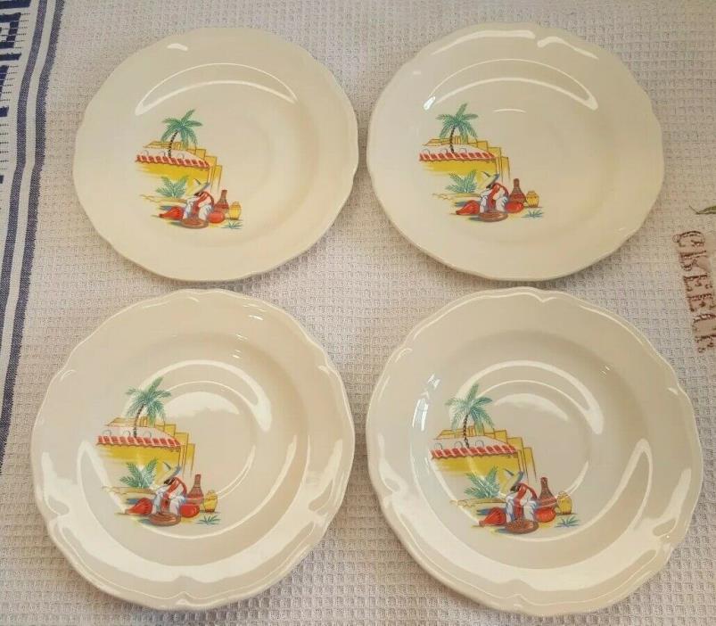 Set of 4 Knowles Saucer Plates Sleeping Mexican Style or Tia Juana Style 6