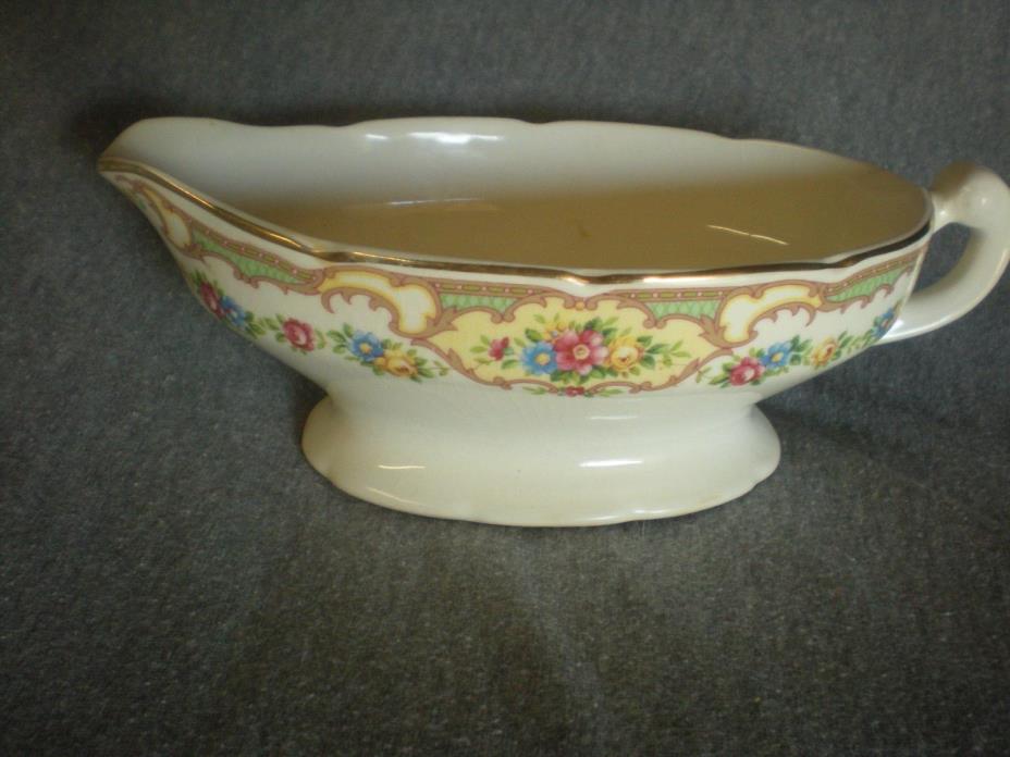 Antique Vintage China Gravy Boat With Gold In-lay Border