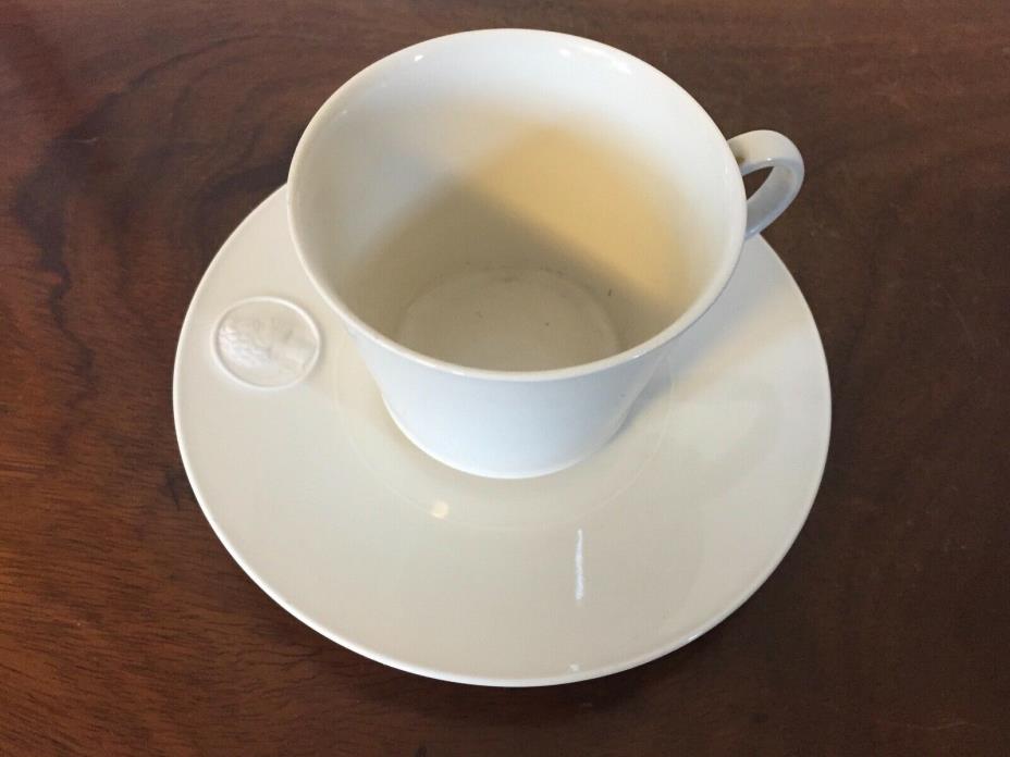 KPM Berlin Arkadia White Porcelain Tea Cup & Saucer Art Deco Blanc de Chine