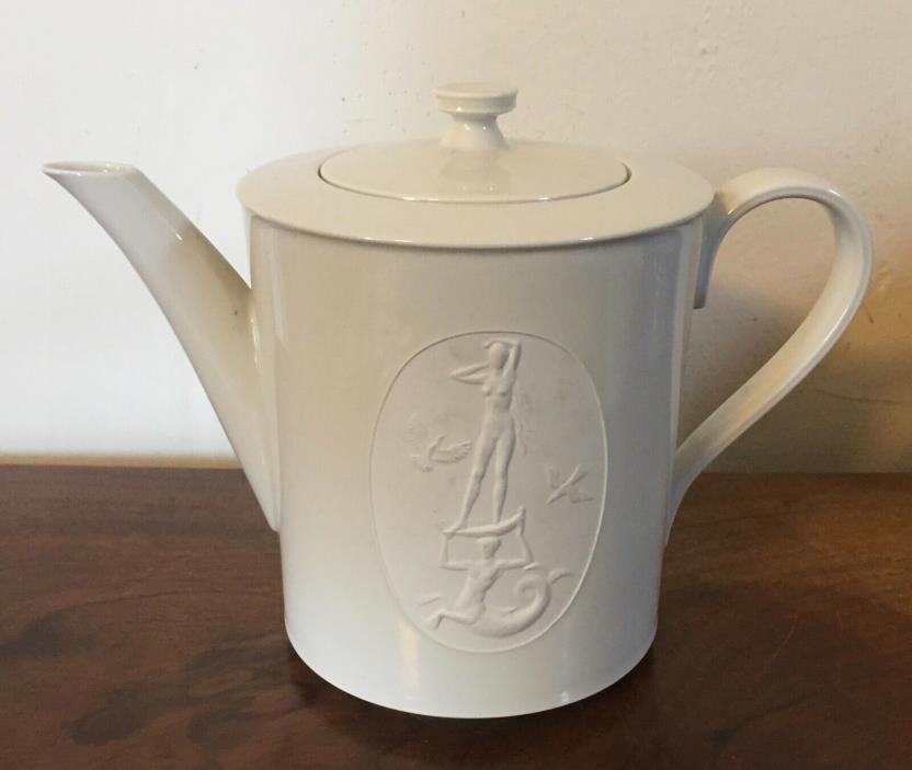 KPM Berlin Arkadia White Porcelain Tea or Coffee Pot Art Deco Blanc de Chine
