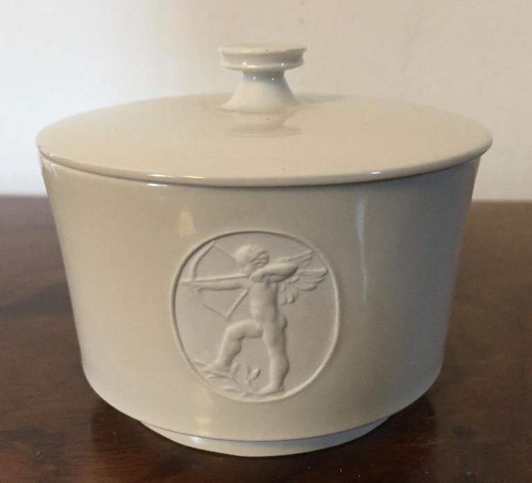 KPM Berlin Arkadia White Porcelain Sugar Bowl & Cover Art Deco Blanc de Chine