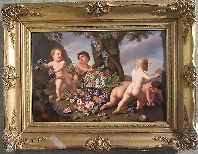 KPM porcelain plaque Cherubs / Cupids 1860 after Old Masters painting by Rubens
