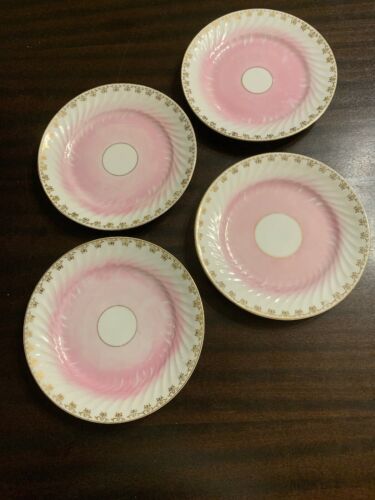 Vintage KPM Germany China Pattern Pink w/ Gold Trim 7 Inch Dia Dessert Salad 872