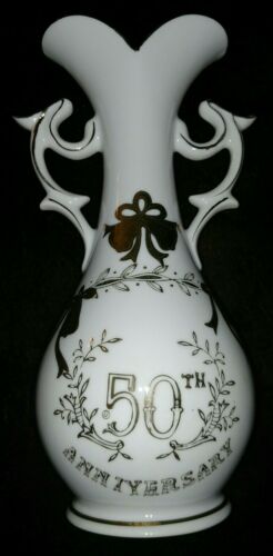 Vintage Lefton China 50th Anniversary Vase