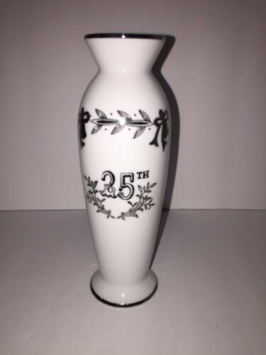 Vintage Lefton China Hand Painted 25th Anniversary Bud Vase Japan