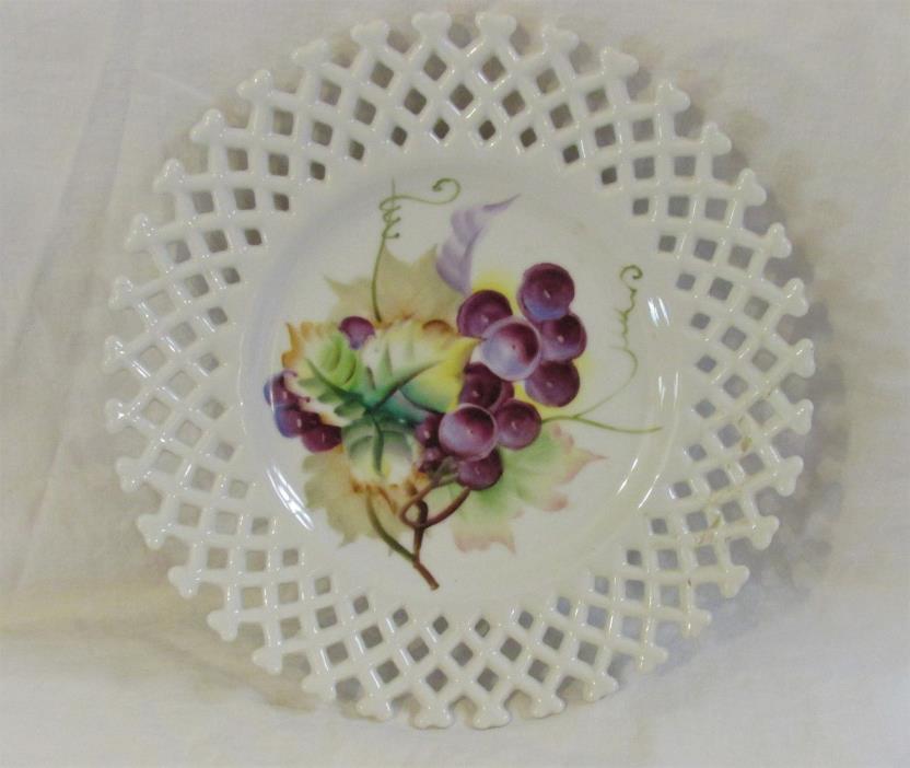 Vintage LEFTON China Hand Painted Lattice Edge Fruit Plate