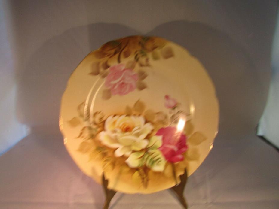 Beautiful Vtg Hand Painted Lefton Heritage Serving Plate with Tea Roses