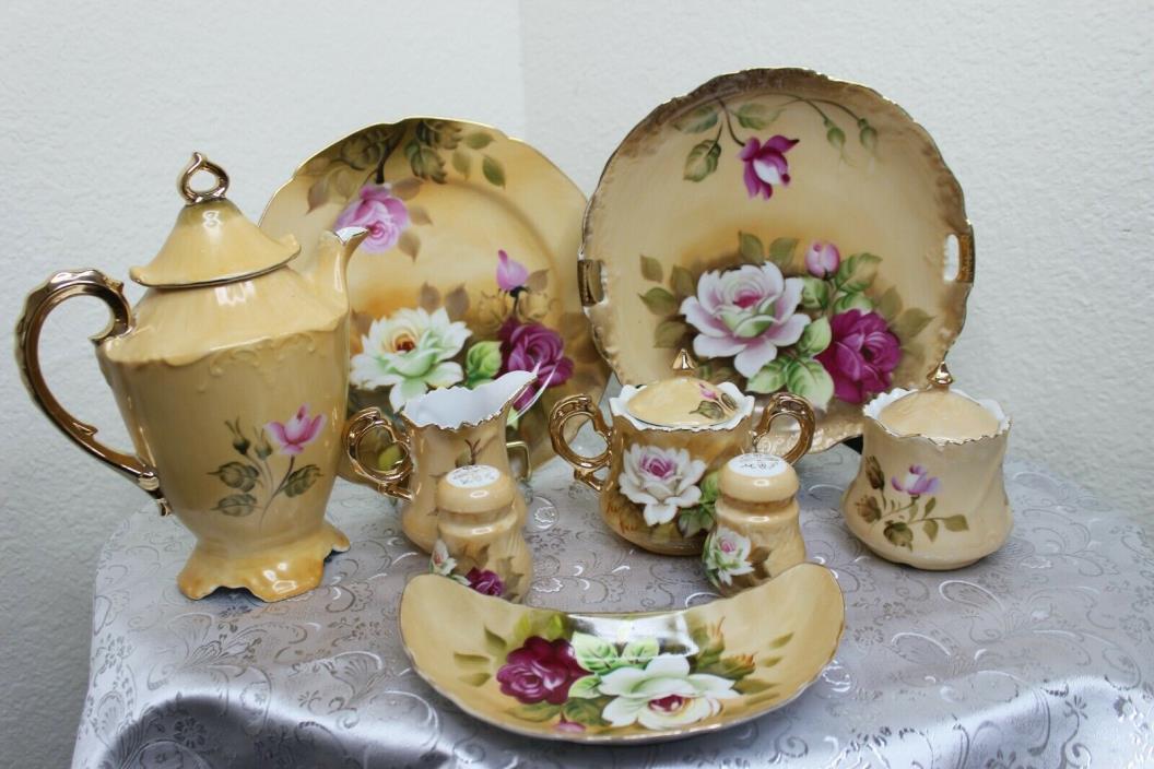 RARE Lefton Rose Vintage Porcelain China Tea Set -27 Pieces