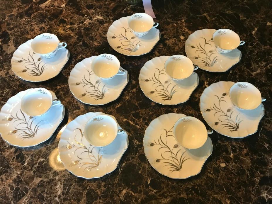 VINTAGE LEFTON CHINA SNACK SET, 18 PC, HAND PAINTED IN WHEAT PATTERN