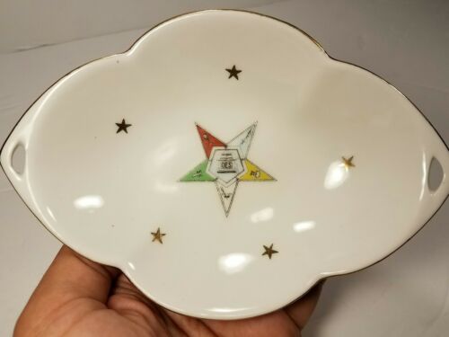Lefton OES Order of Eastern Star Candy Nut Dish Oval 2514 4-1/2 x 6-1/2