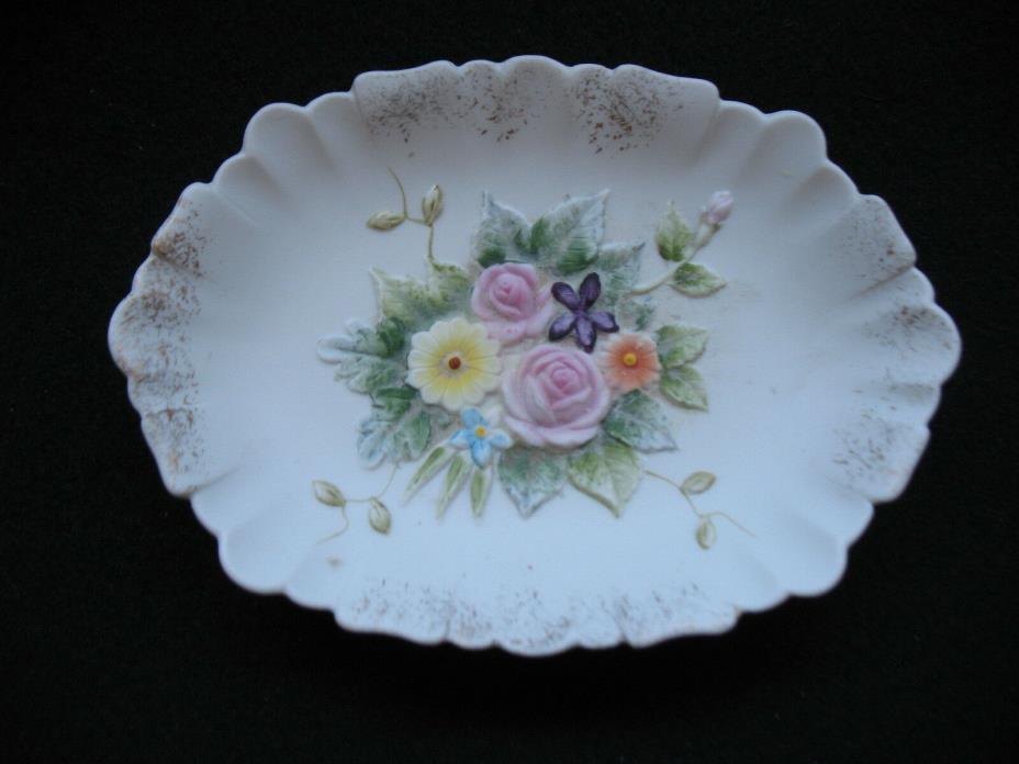 LEFTON HAND PAINTED FLORAL DISH - KW 6964