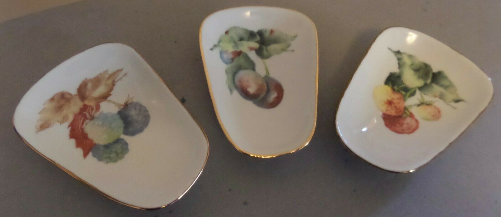 3 China w/ Gold Trim Spoon Rest  Hand Painted Signed