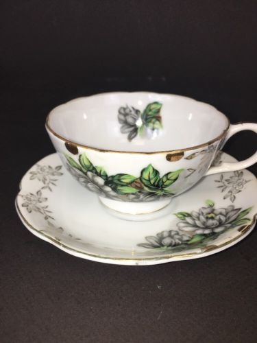 Vintage Lefton Cup and Saucer Hand Painted Floral China