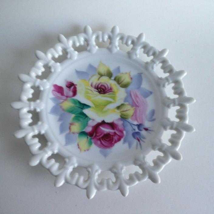 Vintage Lefton China Hand Painted Plate Flowers Floral -8