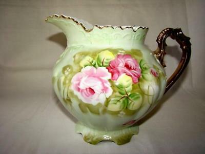 Gorgeous LEFTON Pitcher, Heritage Roses, Embossed, Gilded Handle, #796 MINT