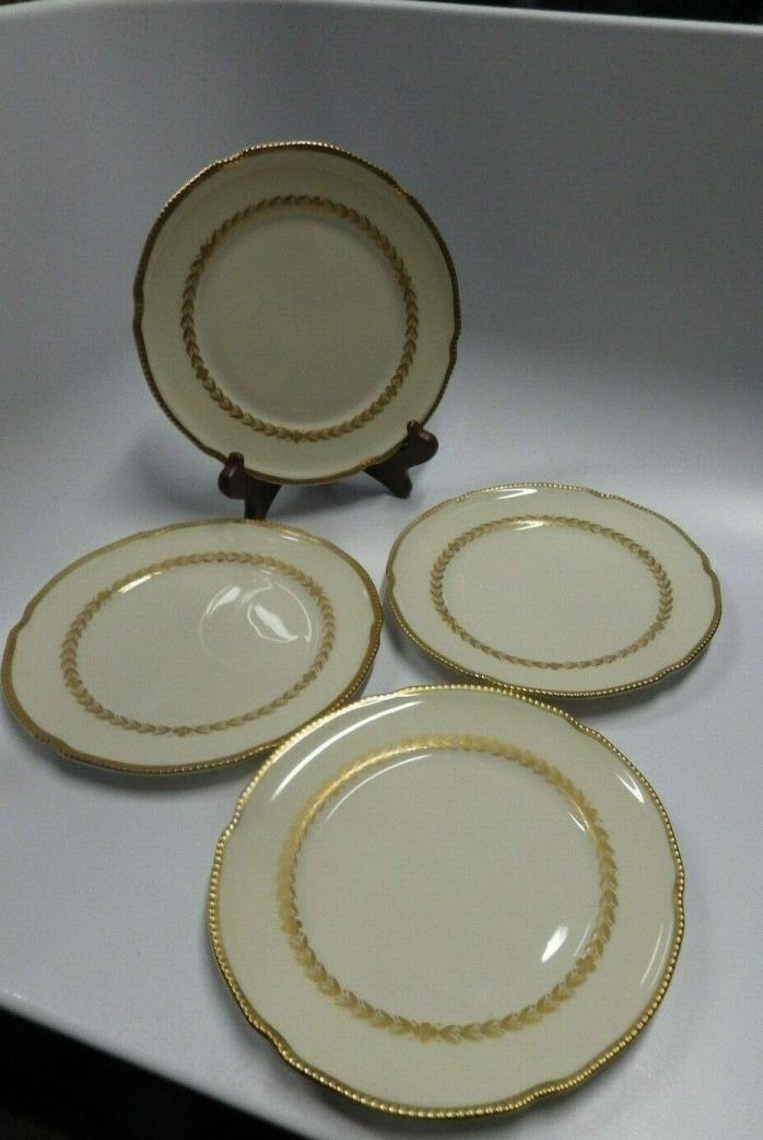Lenox Imperial China Gold Laurel Wreath lot of 4 LUNCHEON SALD PLATES 8
