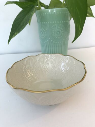 Vintage Lenox Ivory Bowl with Gold Trim Embossed Rose 4