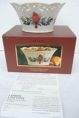 Lenox Winter Greetings Pierced Basket With Original Box