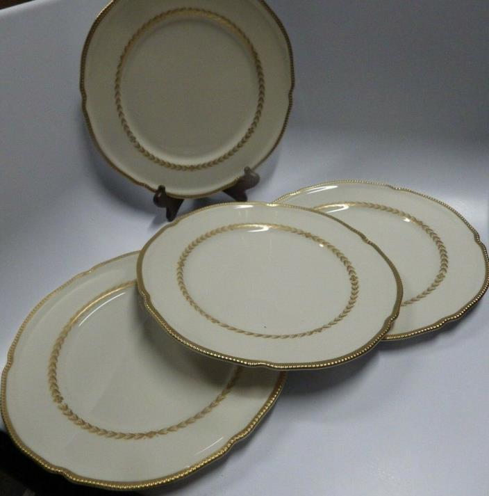 Lenox Imperial China Gold Laurel Wreath lot of 4 DINNER PLATES 10.5