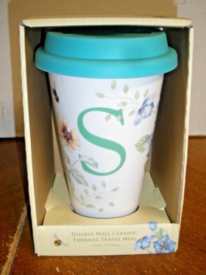 NEW Lenox BUTTERFLY MEADOW Thermal Travel Mug 12oz Double Wall Ceramic 