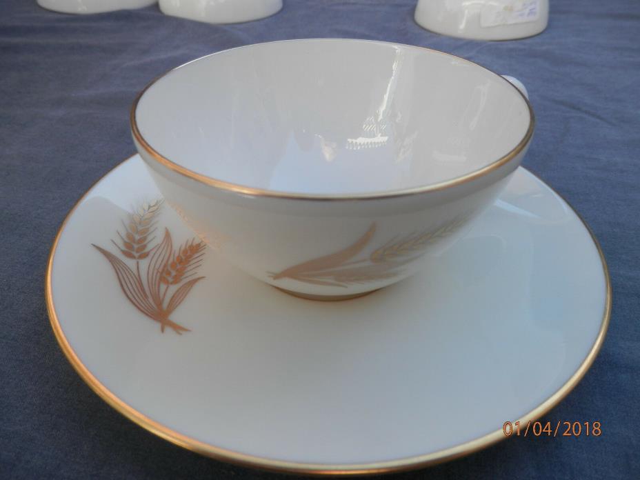 Set of 4 lenox R-442 Wheat pattern cups and saucers..3 sets available..free ship
