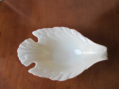 LENOX Small Ivory Bowl with Feather/Leaf Design and 24k Gold Trim