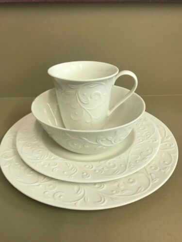 Lenox Opal Innocence Carved 4 Piece Porcelain Dinnerware Place Setting New