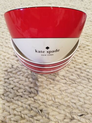 Kate Spade New York Rutherford Circle RED All Purpose Bowl Lenox Set of 4 New