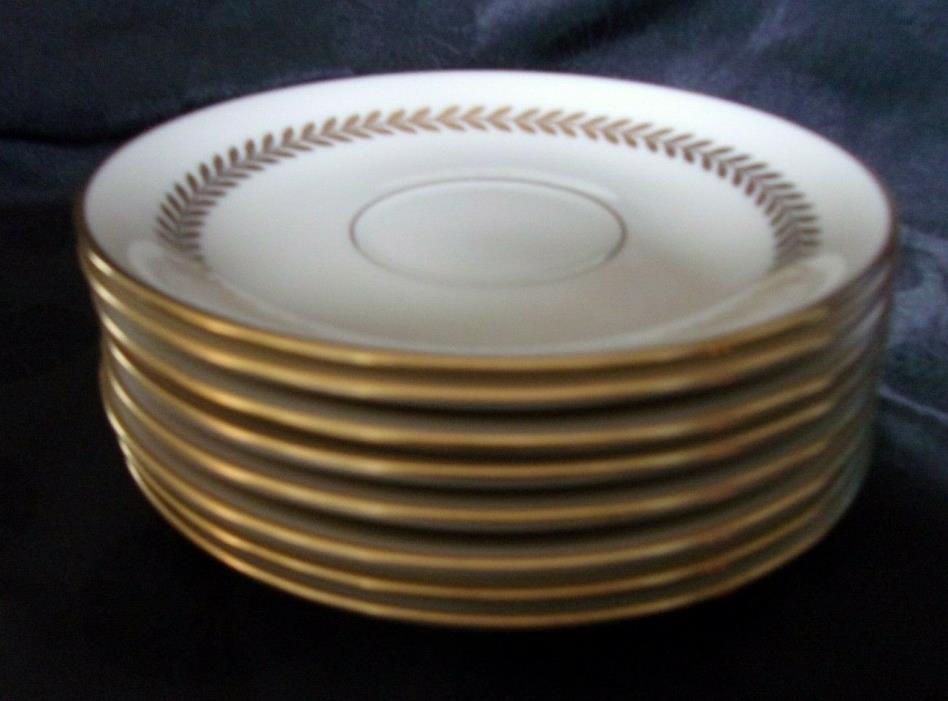 8 Lenox USA Imperial Gold Laurel Saucers P-338  FREE SHIPPING