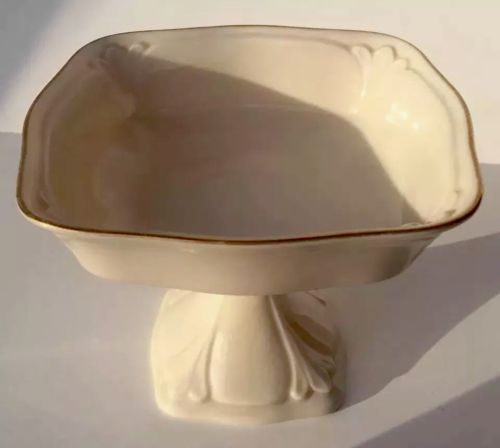 Lenox Compote Pedestal, Ivory Fine Bone China 24K gold Candy Dish, Tidbit Dish