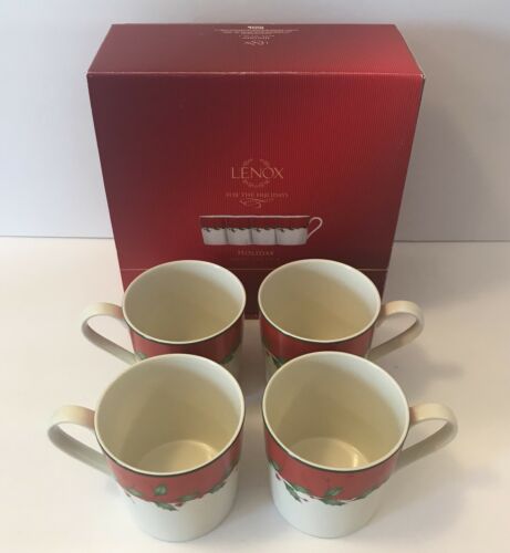 Set 4 Lenox Holiday Accent Coffee Mugs Dimension Collection 3.5