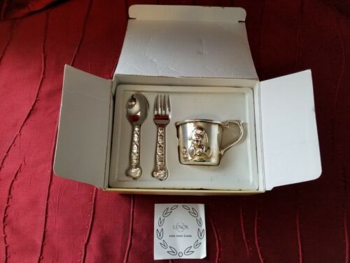 Lenox Baby Snoopy Silver Plated  3 Piece Childs Feeding Set