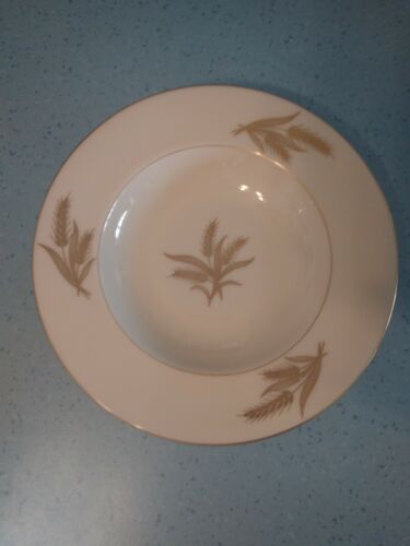 Lenox Harvest Bowl 8.25 Diameter. Wheat Design, Lines, Trim in Gold