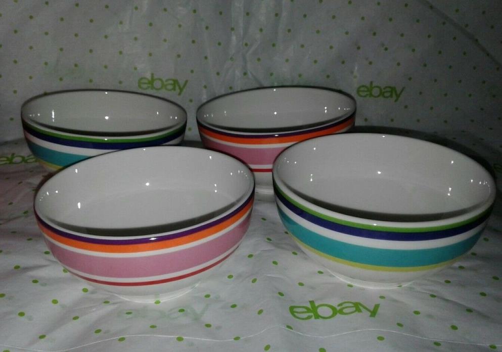 Lenox Kate Spade NY Wickford Stripe Dessert Bowls Grn/Blue Orange/Pink Set of 4