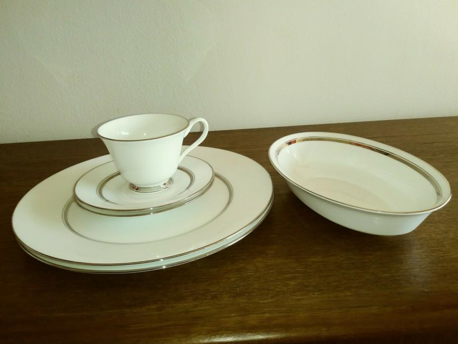 Oxford Bone China: 2 Dinner Plates, Oval Vegetable Plate, Coffee Cup, 2 Saucers