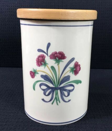 Poppies On Blue Utensil Holder Or Canister Lenox Chinastone 5.75” By 4.25” USA
