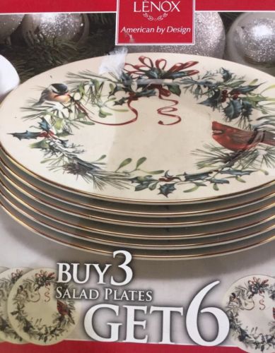 Lenox HOLIDAY Dinnerware Christmas Salad PlatesOF 6 NEW