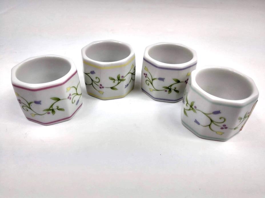 Lenox Village Fine Porcelain Napkin Rings 1995 Handcrafted in Malaysia Set of 4
