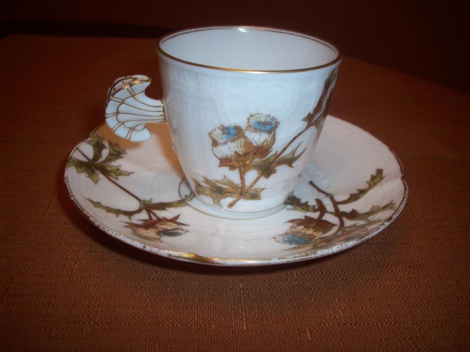 CH Field Haviland Limoges Flower Handle Tea Coffee Demitasse Cup & Saucer