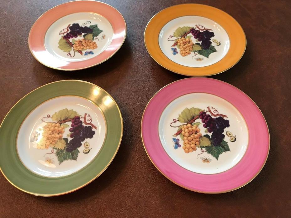 Set of 4 Vintage Porcelain Email De Limoges Appetizer/dessert Plates - Marino