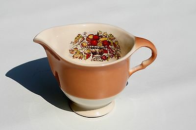 Limoges Candle Light Creamer Orange Brown & Cream with Floral Pattern Interior