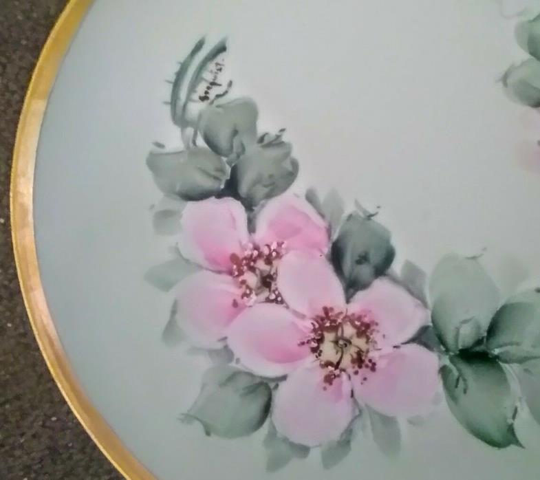 Antique CMC Limoges Hand Painted Plate Gold Trim Signed  8