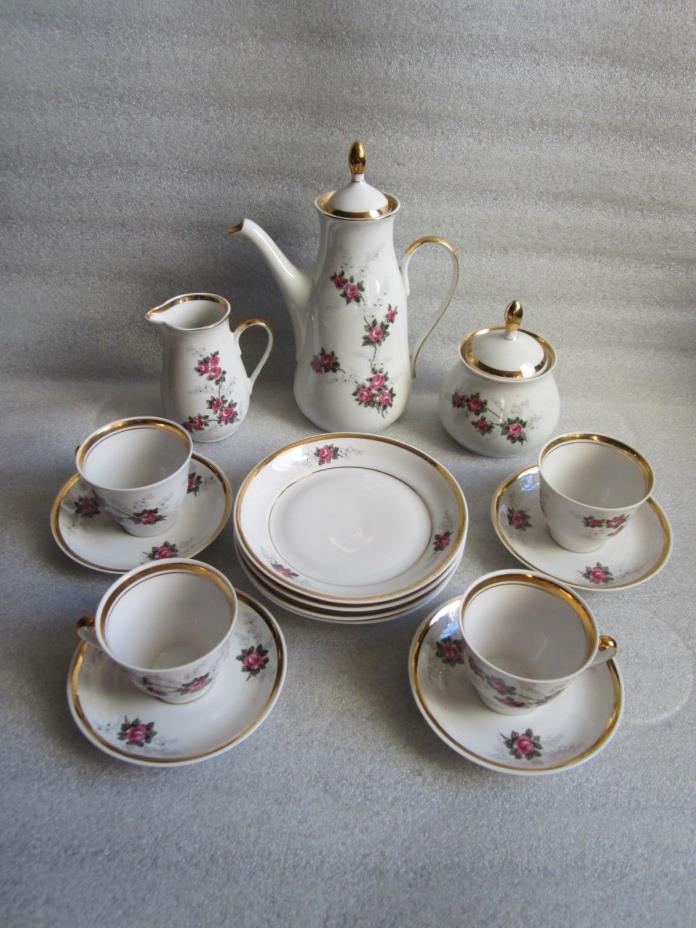 Beautiful Original Vintage USSR Riga Porcelain Coffee Set NEW OLD STOCK