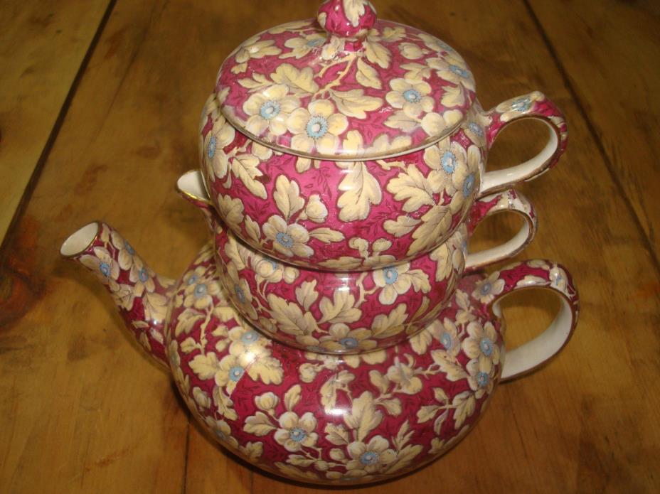 Vintage Chintz Stacking Teapot Set - Royal Brocade - Lord Nelson - N M
