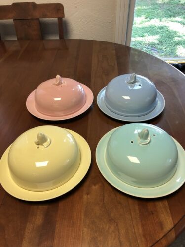 Four Luray Pastels Muffin Dome With Plate