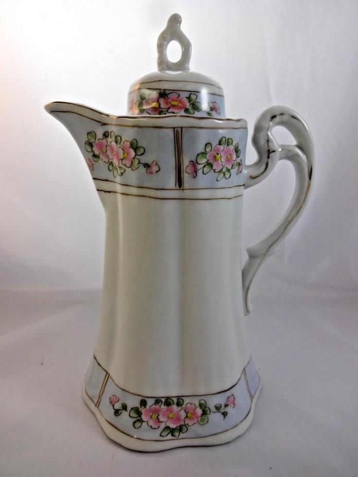 Vintage Hand Painted Porcelain Coffee Tea Pot Made In Japan Pastel Floral Design
