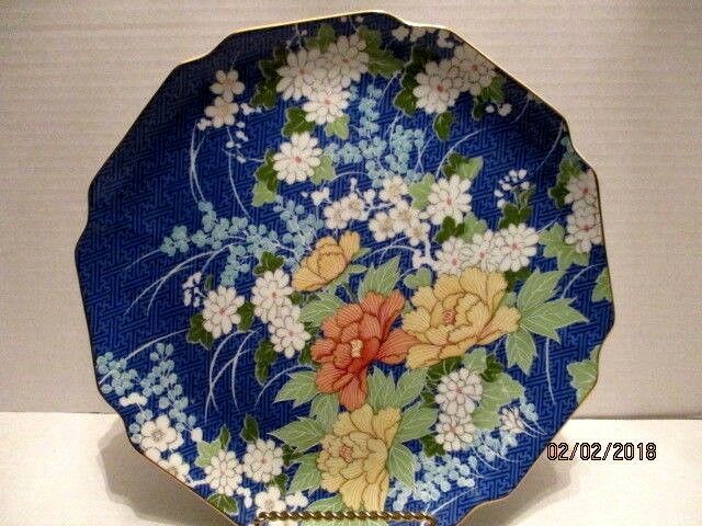 Vintage Echo Takahashi Decorative Plate Blue Floral 10.25