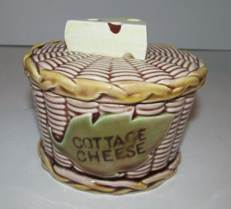 Vintage TILSO Cottage Cheese Basket Weave Ceramic Container 53/59 Made In Japan