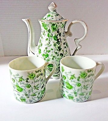 Vintage Japanese Floral Porcelain 3-Piece Teapot Tea Set. Made in Japan.